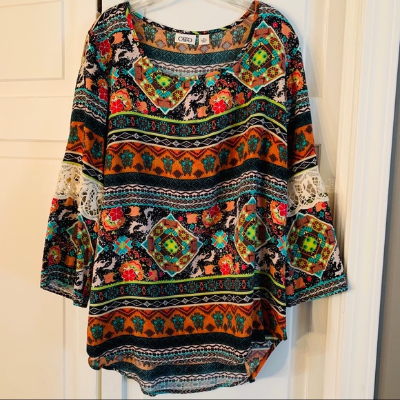 Cato Tops - Layered lace sleeves BoHo Blouse